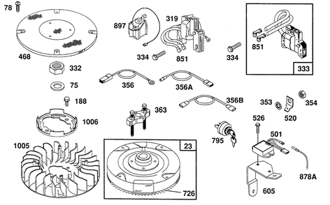 Flywheel,fan,misc Electrical Diagram and Parts List for 400707-0102-XX  Briggs and Stratton Engine
